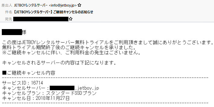 JETBOY_解約完了メール